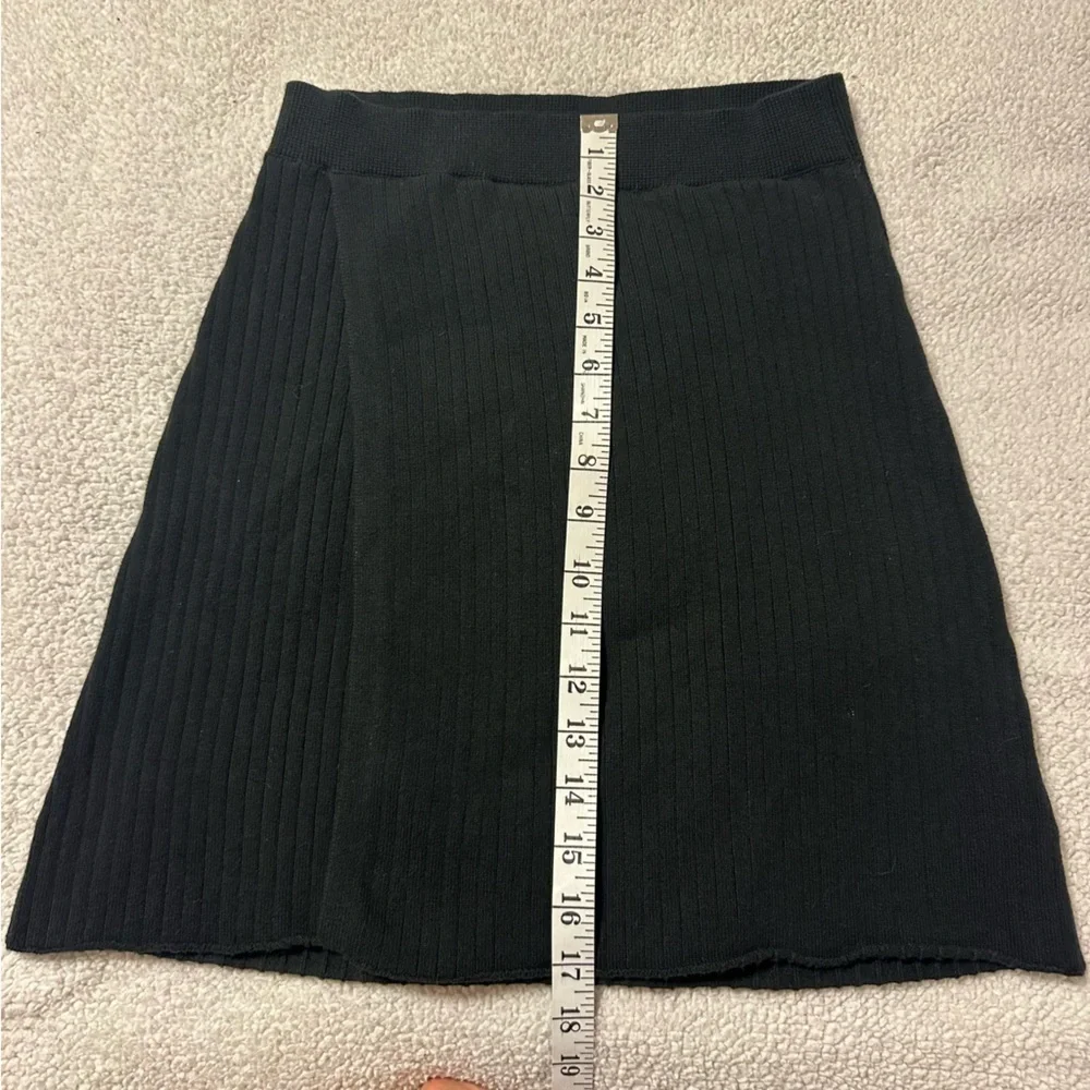 Free People Black Mod Wrap Skirt Ribbed Mini